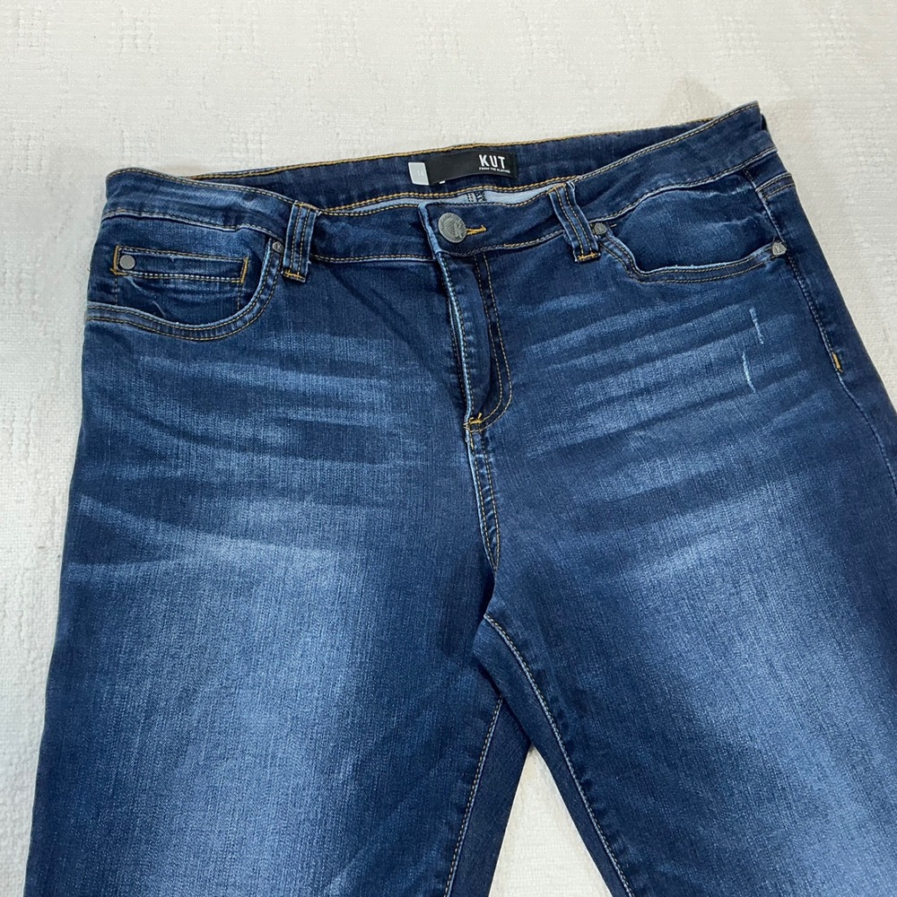 Kut from the Kloth Dark Wash Raw Tulip Hem Skinny Jeans Womens 14 High Rise Dist